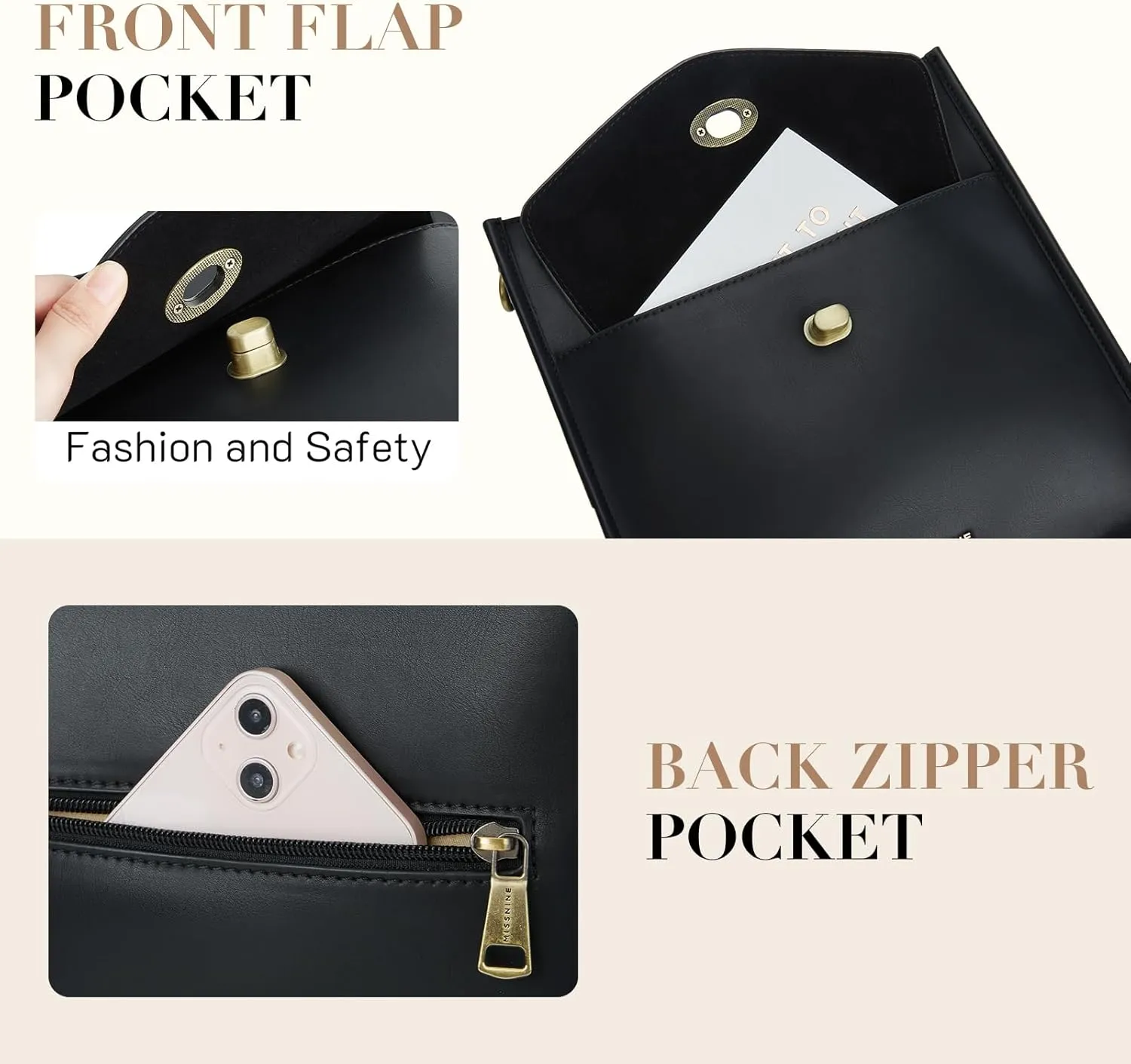 Missnine Crossbody Bags for Women Trendy Vegan Leather Shoulder Bag Hobo Purses Handbags with 2 Shoulder Straps