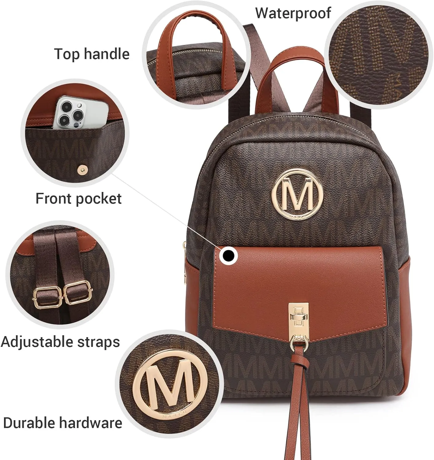 MKP Ladies Small Backpack Purse for Women Fashion Daypacks Purse Shoulder Bag with Charm Tassel
