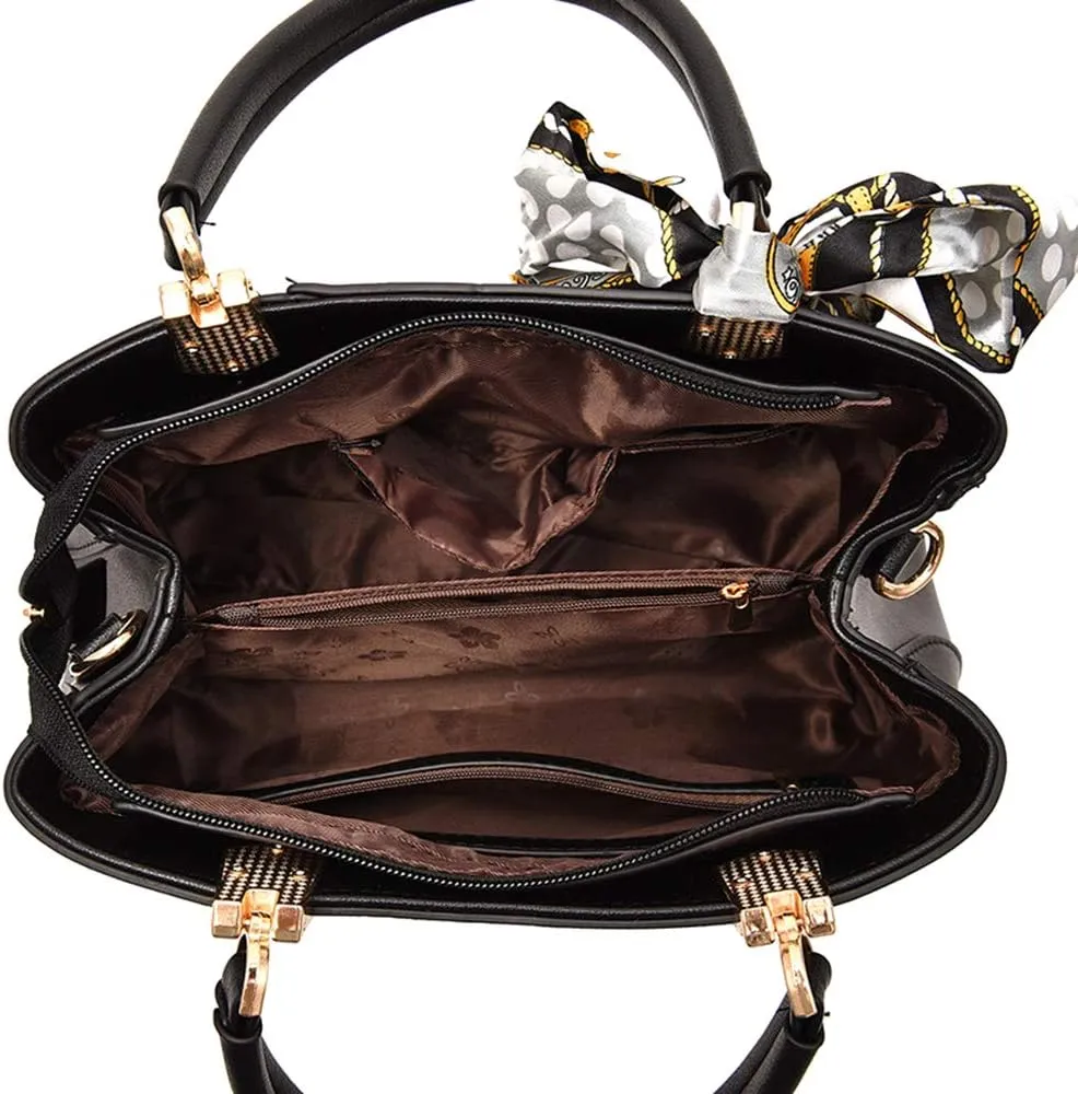 Mn&Sue Ladies Top Handle Satchel 3D Flower Women Elegant Handbags Pu Leather Crossbody Tote Purse