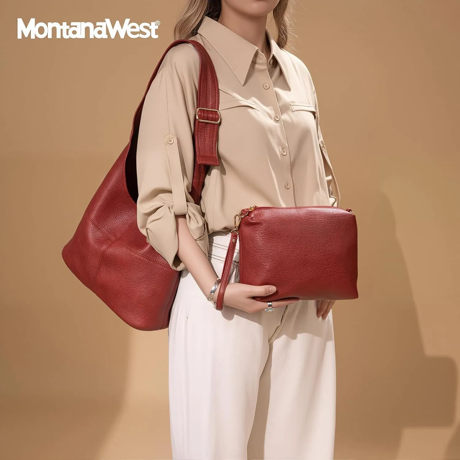 Montana West Hobo Bags Purse for Women Ultra Soft Foldable Shoulder Slouchy Handbags with Cosmetic bag