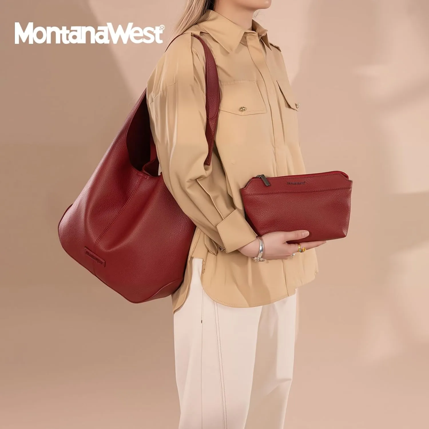 Montana West Hobo Bags Purse for Women Ultra Soft Foldable Shoulder Slouchy Handbags with Cosmetic bag