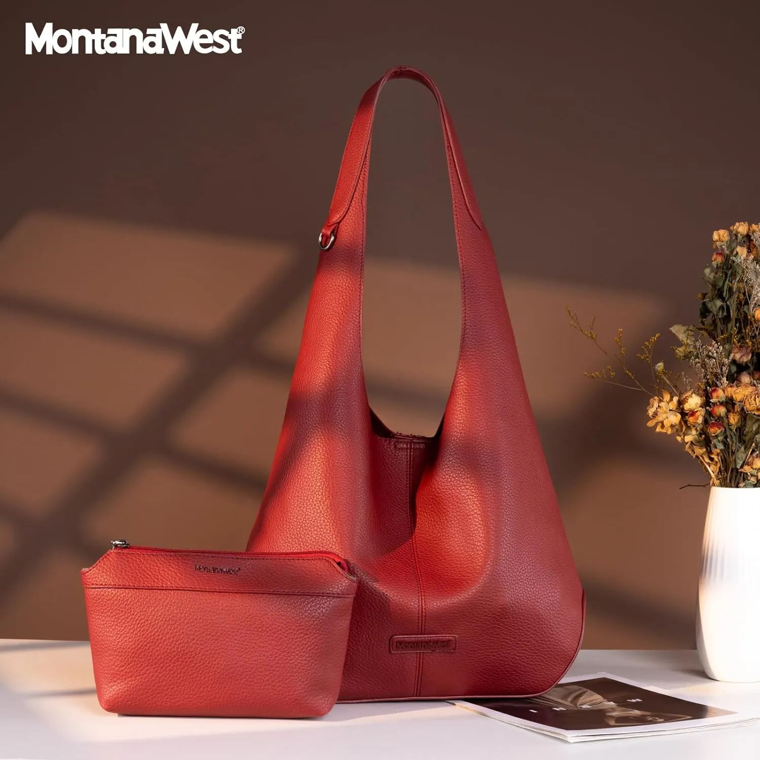 Montana West Hobo Bags Purse for Women Ultra Soft Foldable Shoulder Slouchy Handbags with Cosmetic bag