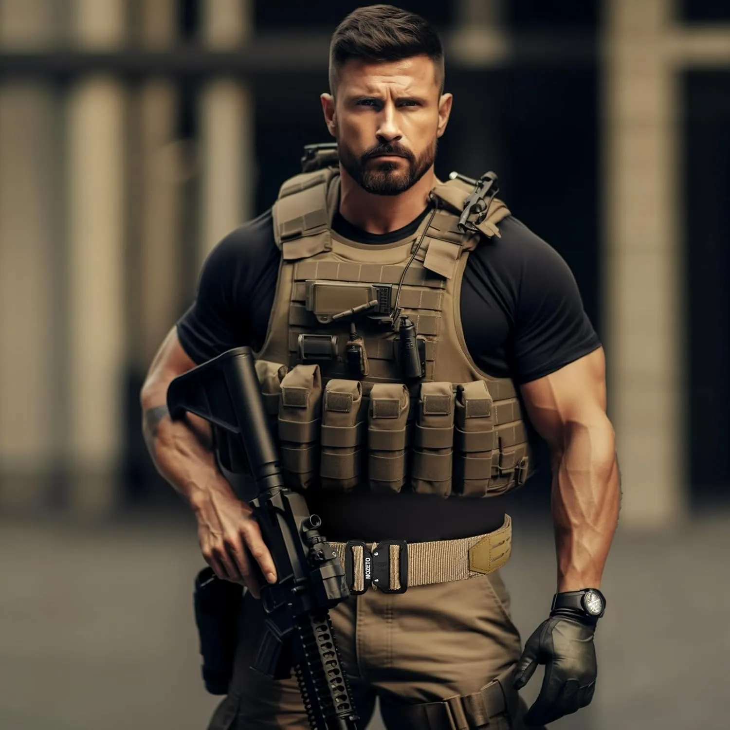 MOZETO Molle Battle Belt, 2" Battle Belts Tactical War Combat Quick Release Law Enforcement Duty Belts for Men