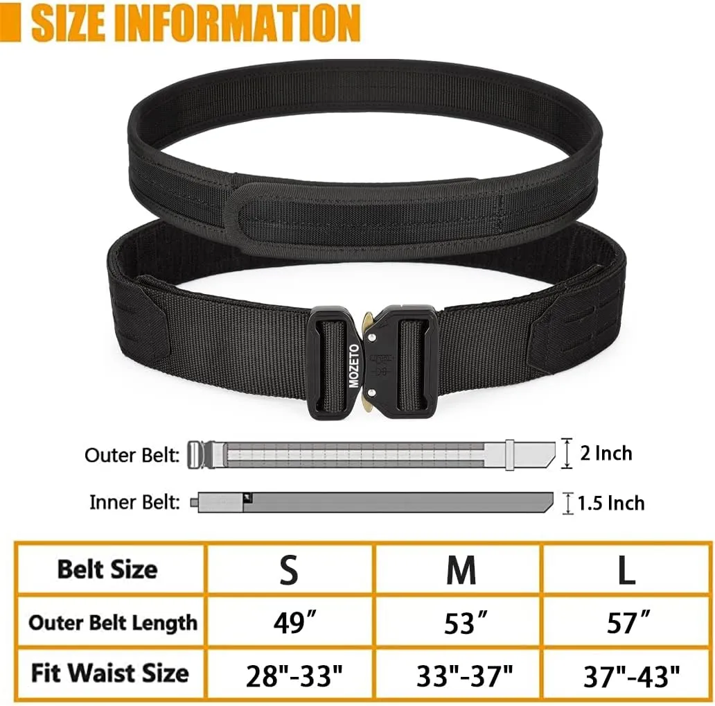 MOZETO Molle Battle Belt, 2" Battle Belts Tactical War Combat Quick Release Law Enforcement Duty Belts for Men