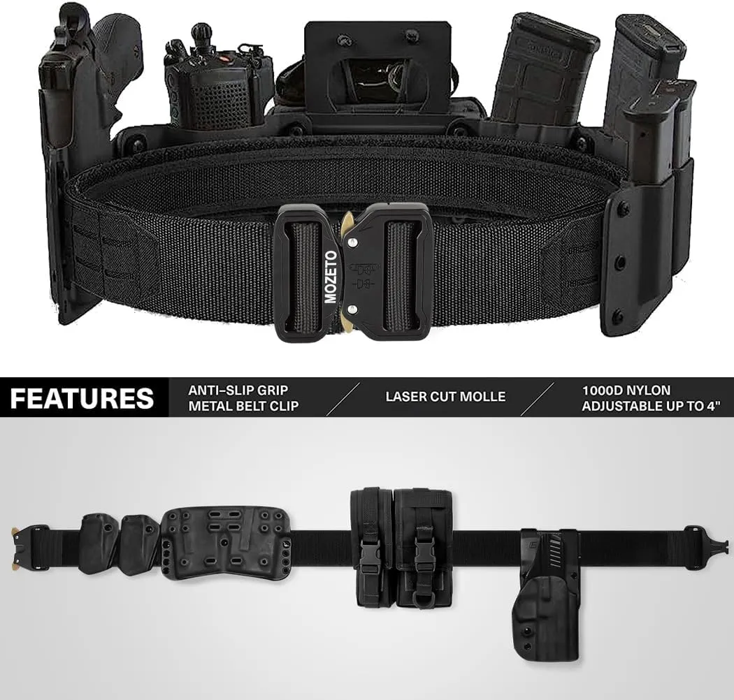 MOZETO Molle Battle Belt, 2" Battle Belts Tactical War Combat Quick Release Law Enforcement Duty Belts for Men