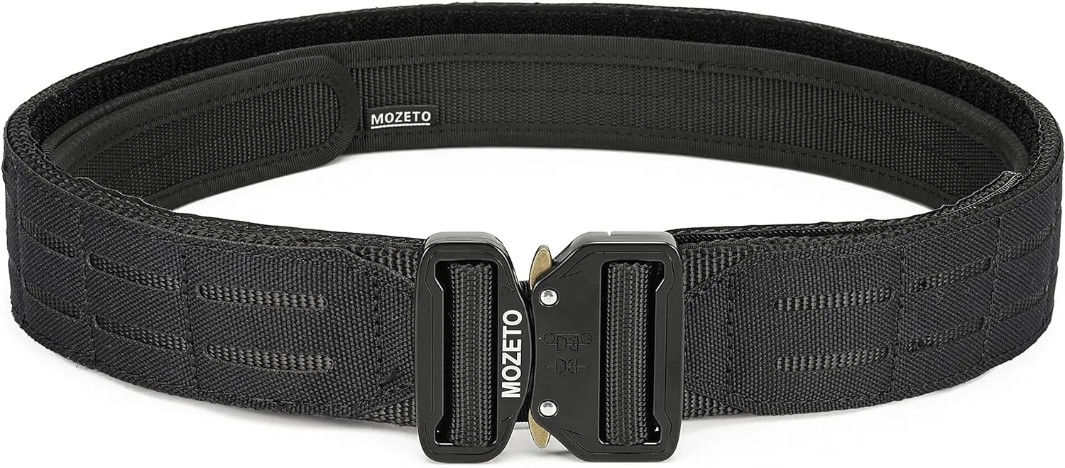 MOZETO Molle Battle Belt, 2" Battle Belts Tactical War Combat Quick Release Law Enforcement Duty Belts for Men