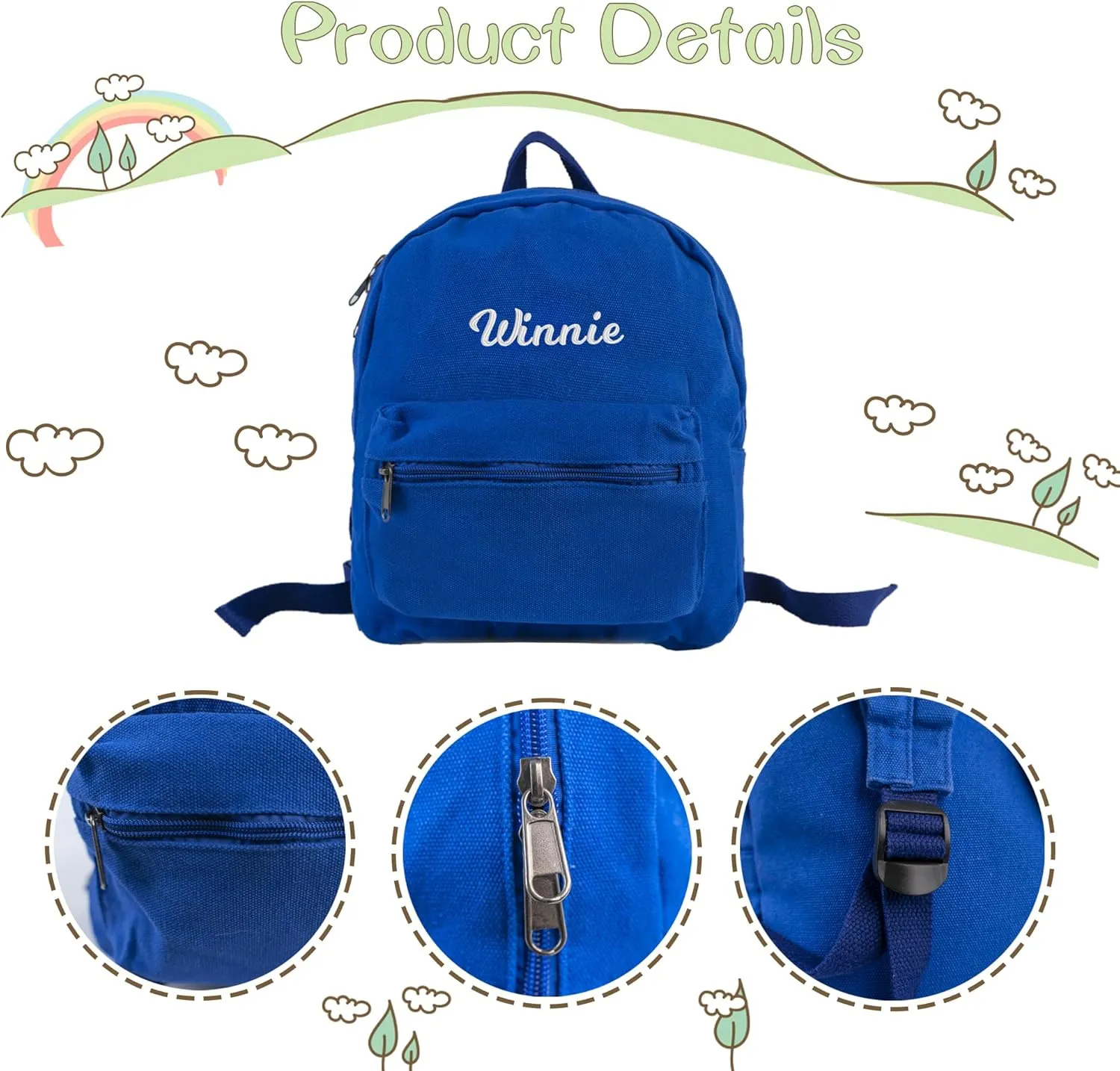MT WORLD Personalized Mini Backpack Canvas Toddler Backpack Custom Small Cotton Backpack Monogram Infant Backpack Vintage Canvas Mini Backpack