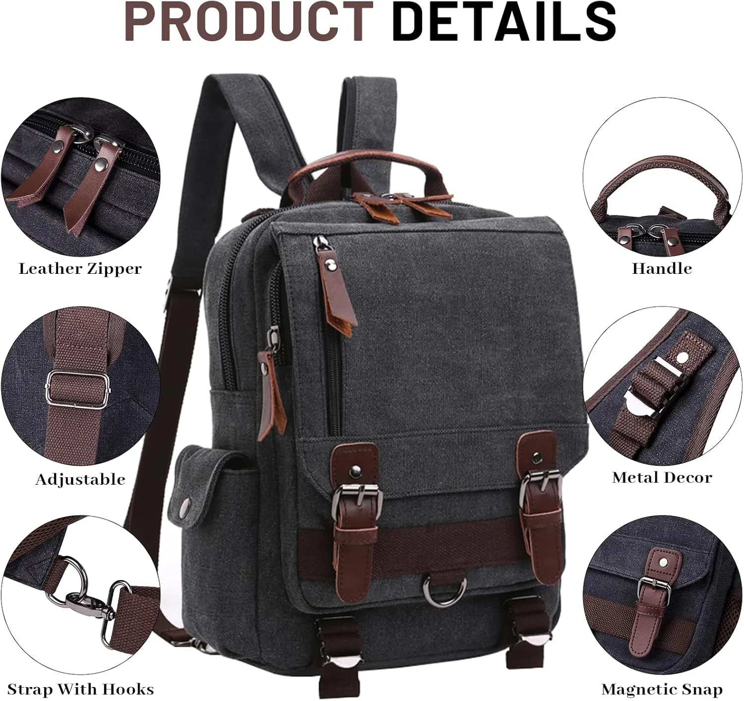 mygreen Canvas Cross Body Messenger Bag Shoulder Sling Backpack Travel Rucksack