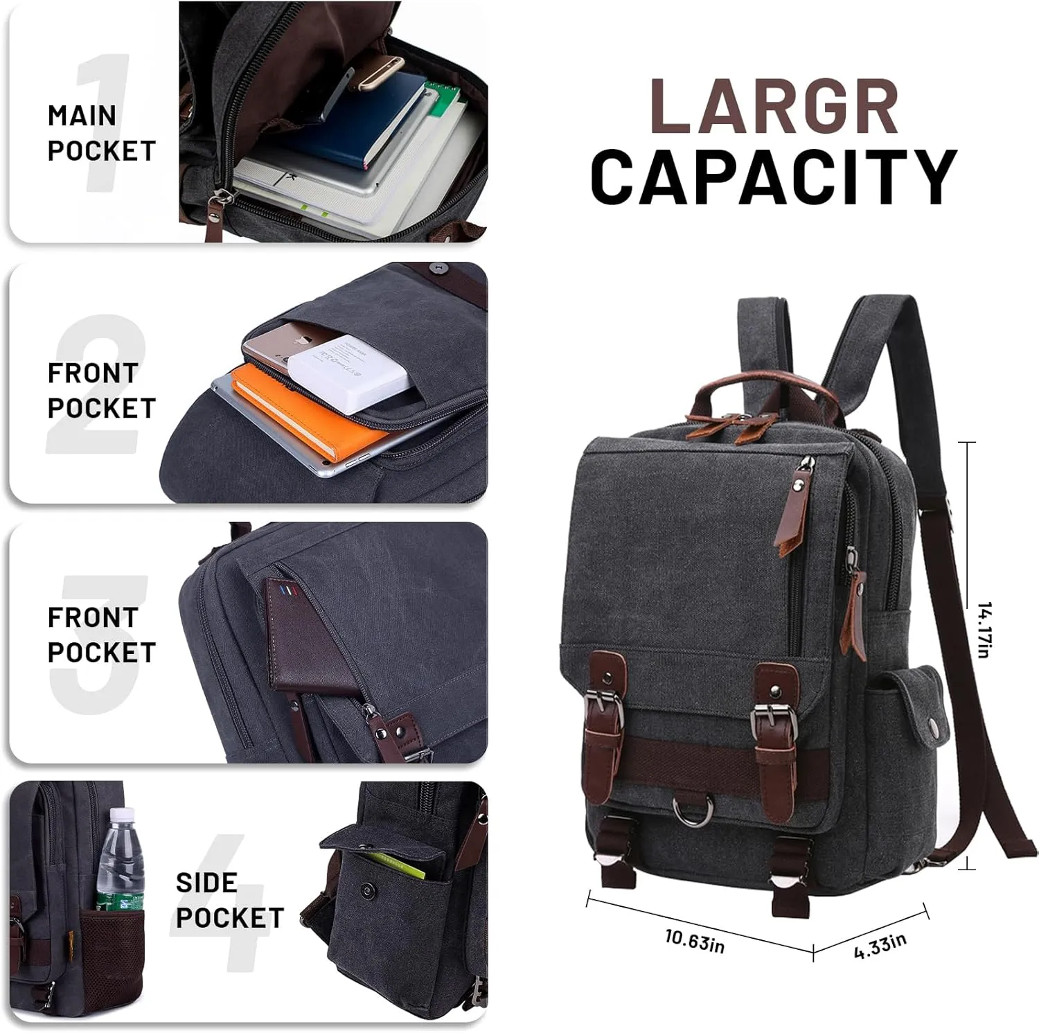mygreen Canvas Cross Body Messenger Bag Shoulder Sling Backpack Travel Rucksack
