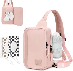 MYHOZEE 2 in 1 Sling Crossbody Bags for Women Nylon Diaper Bag Backpack Purse with Water Bottle Pocket and Wipes Pouch Small Cross Body Bag for Woman Front Chest Shoulder Purses Travel Everyday Bag
