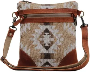 Myra Bag Vintage Canvas Tote - Camilla Saffrona Crossbody Leather and Canvas Tote Bag with Zipper, Hobo Crossbody Bags for Women, Vintage Hues of Brown Tribal-Inspired Design Hobo Bags for Women