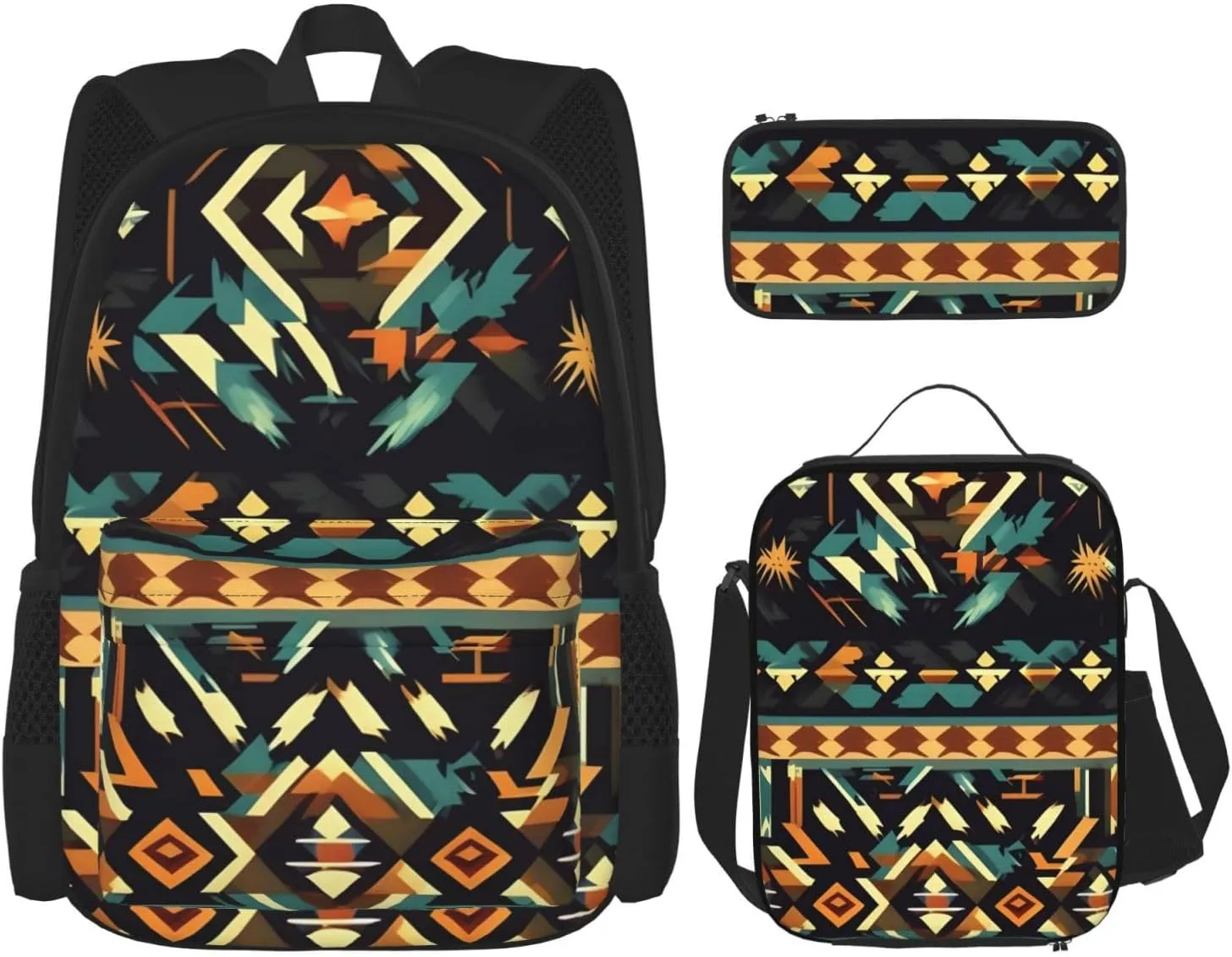 Native American Patterns Print Comfortable Adjustable Shoulder Casual Fashion Backpack Lunch Bag Pencil Case