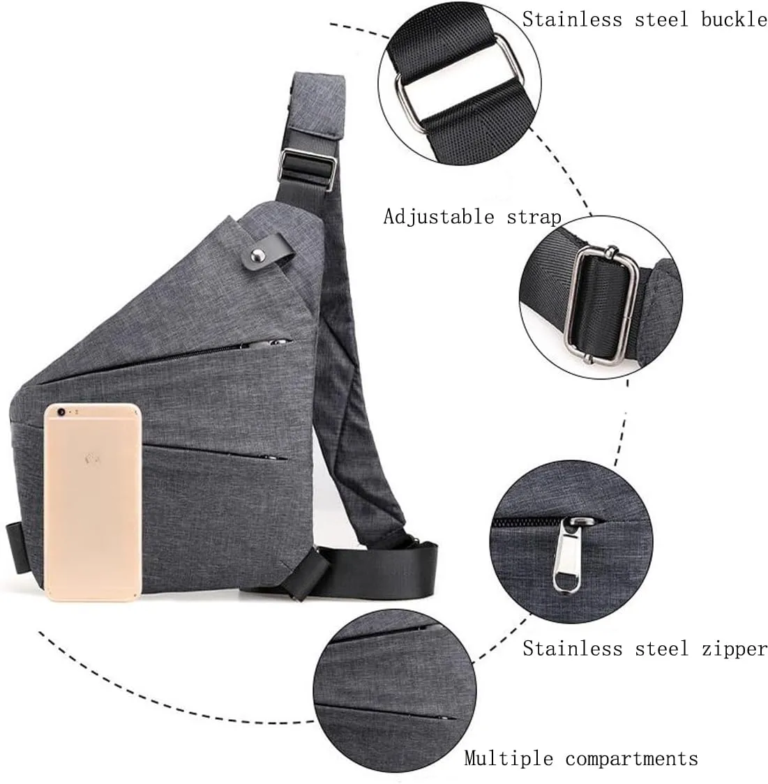 New Anti-Theft Bag For Travel Casual Left or Right Shoulder Slim Sling Bag Cross Body Travel Bag Unisex