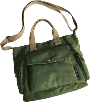 New Canvas Solid Color Simple Fashion One Shoulder Messenger Bag Bag for Men Shoulder Bags (Green, One Size)