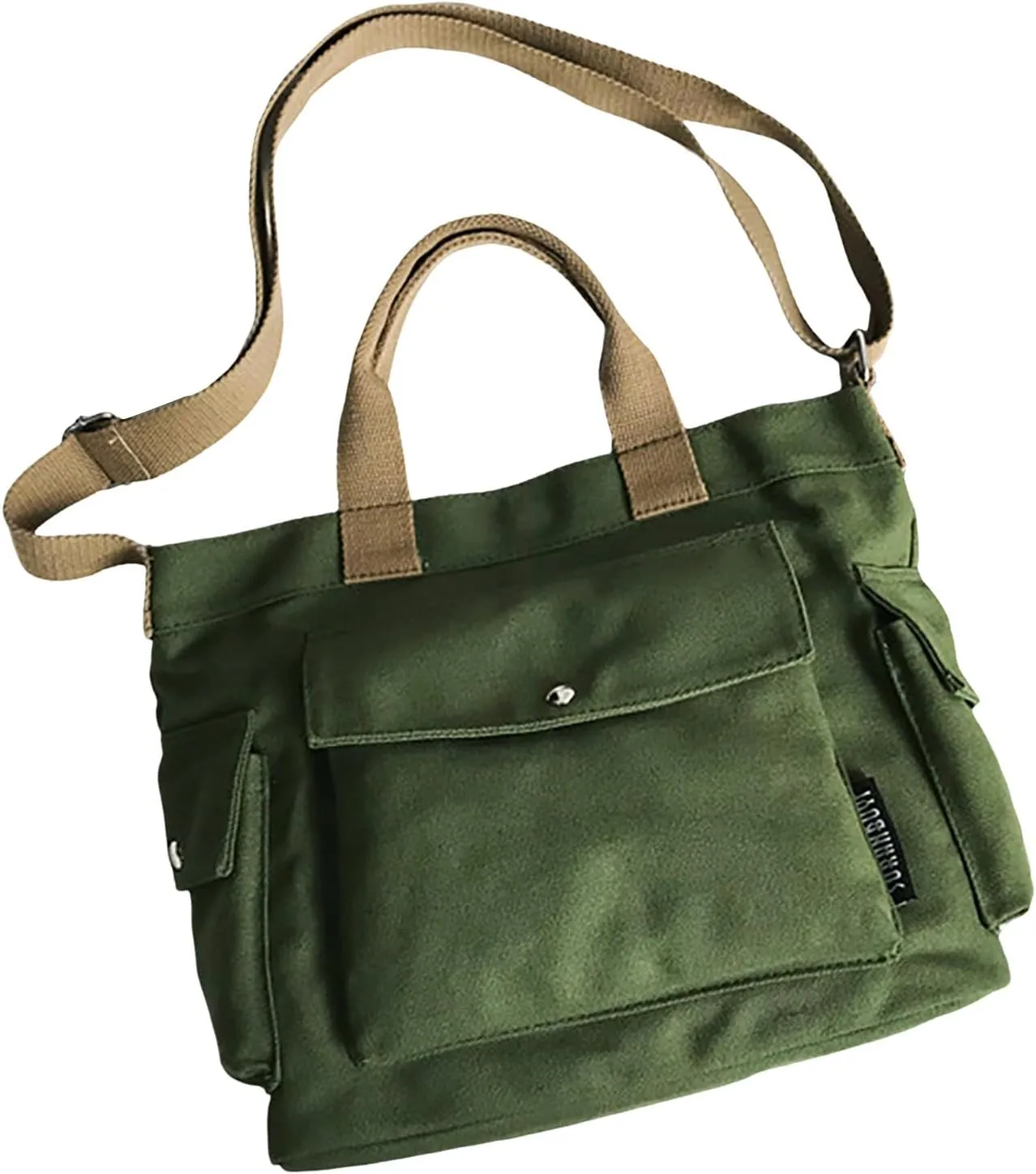 New Canvas Solid Color Simple Fashion One Shoulder Messenger Bag Bag for Men Shoulder Bags (Green, One Size)