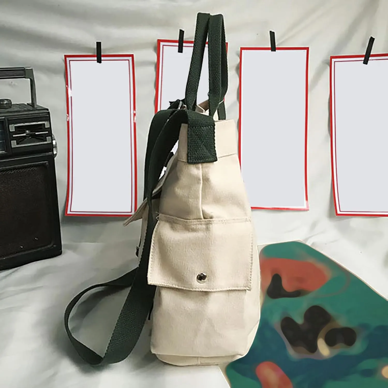 New Canvas Solid Color Simple Fashion One Shoulder Messenger Bag Bag for Men Shoulder Bags (Green, One Size)