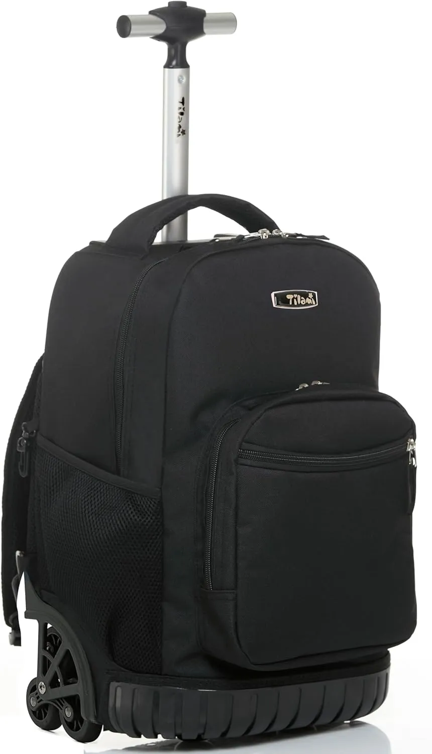 NEW TILAMI 16 Inches Rolling Backpack Boys&Girls Wheeled Backpack School Travel Student Bag Kids Rolling Backpack, Black