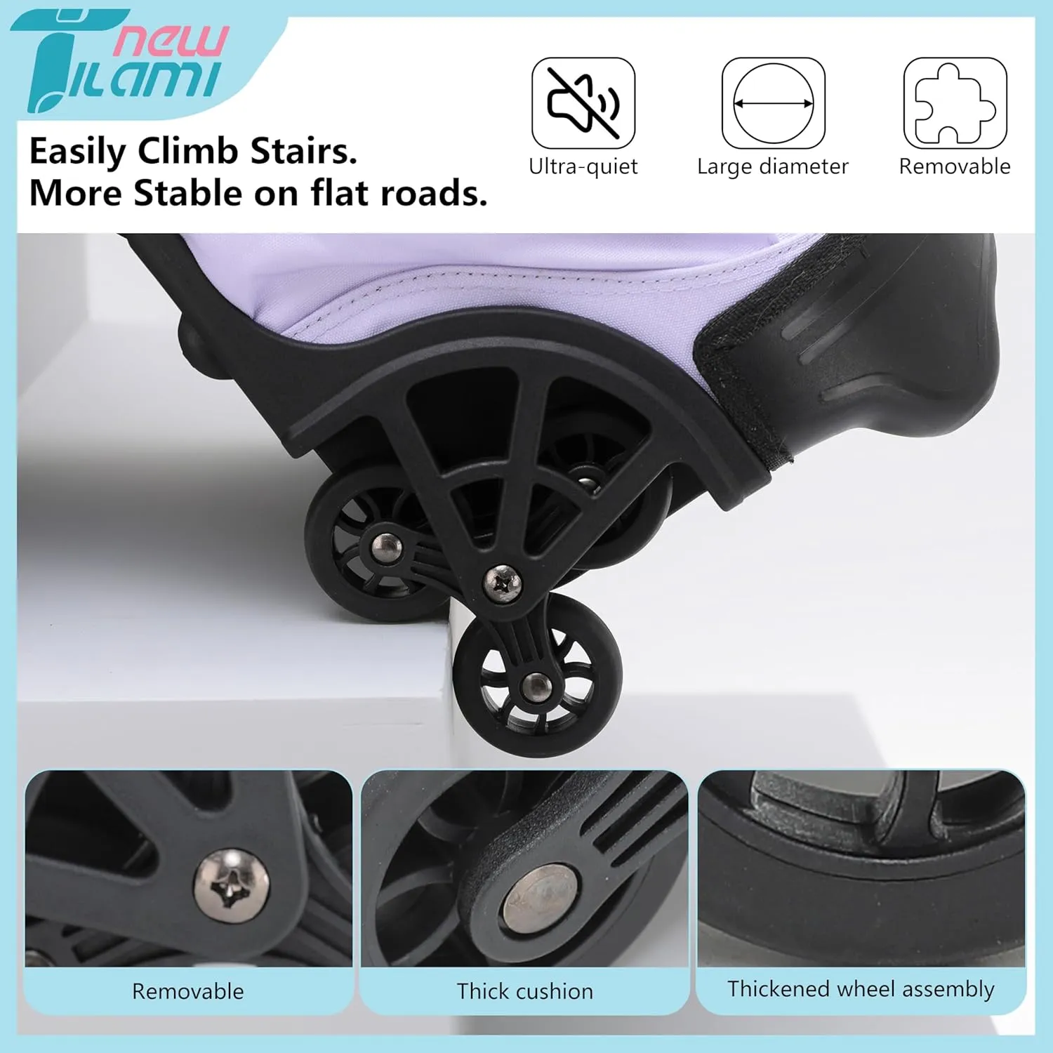NEW TILAMI 18 Inch Rolling Backpack for kids Adjustable Strap Laptop Backpack Suitcase with Wheels for Girls Boys to School Travel Camping Rolling Backpack, Mood Map