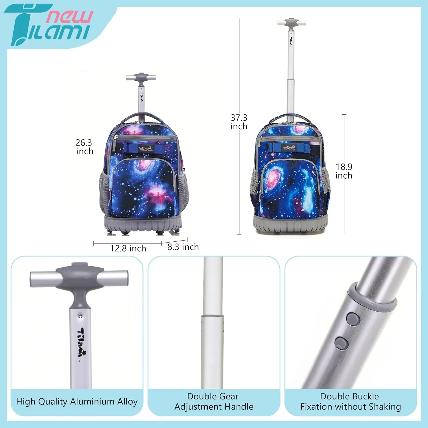 NEW TILAMI Rolling Backpack for Kids 18 Inch Wheeled Laptop Backpack Kids School Travel