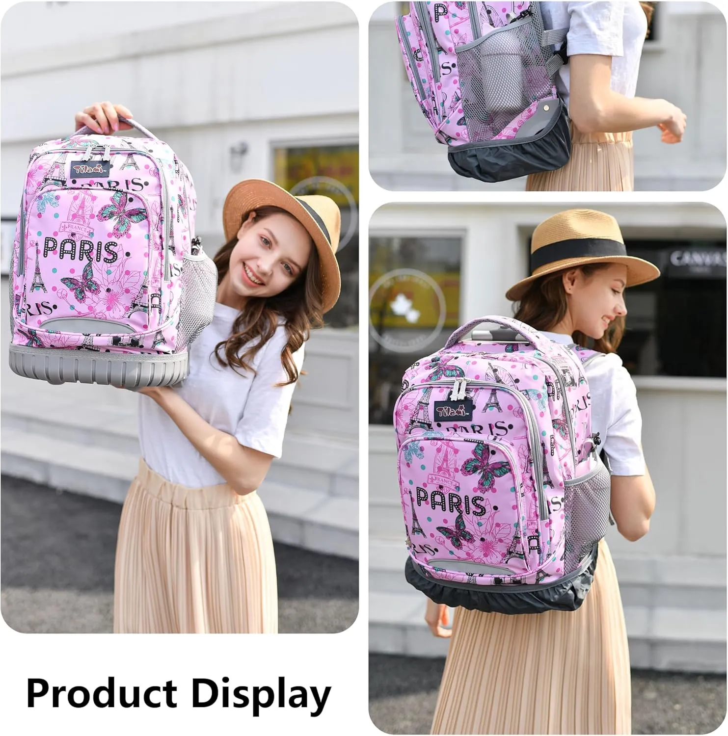 NEW TILAMI Rolling Backpack for Kids 18 Inch Wheeled Laptop Backpack Kids School Travel