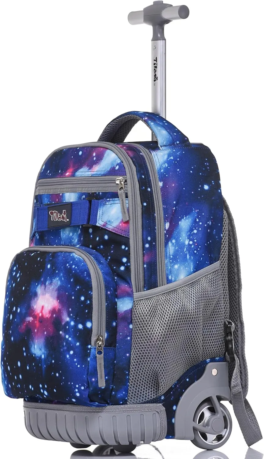 NEW TILAMI Rolling Backpack for Kids 18 Inch Wheeled Laptop Backpack Kids School Travel
