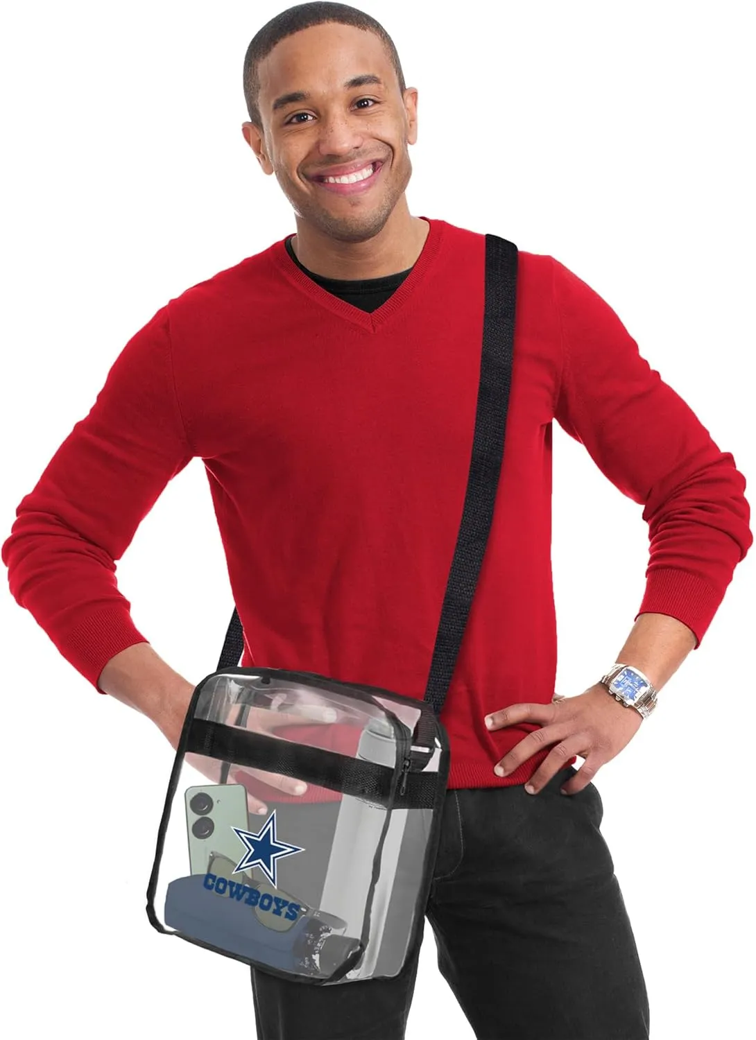 NFL Clear Carryall Crossbody Bag