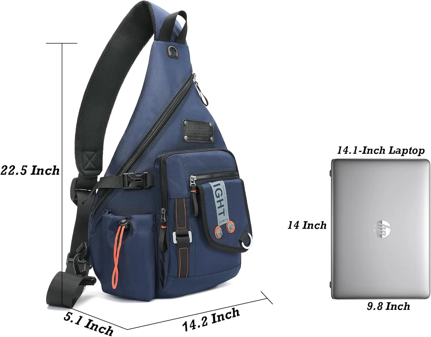NICGID Sling Bag Backpack, 13.3'' 14.1'' Laptop Bag Crossbody Shoulder Chest Backpacks Travel Outdoors for Men Women