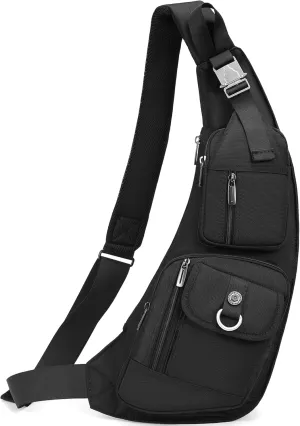 NICGID Sling Bag Chest Shoulder Backpack Crossbody Bags Casual Daypack for Men Women (Black-014)