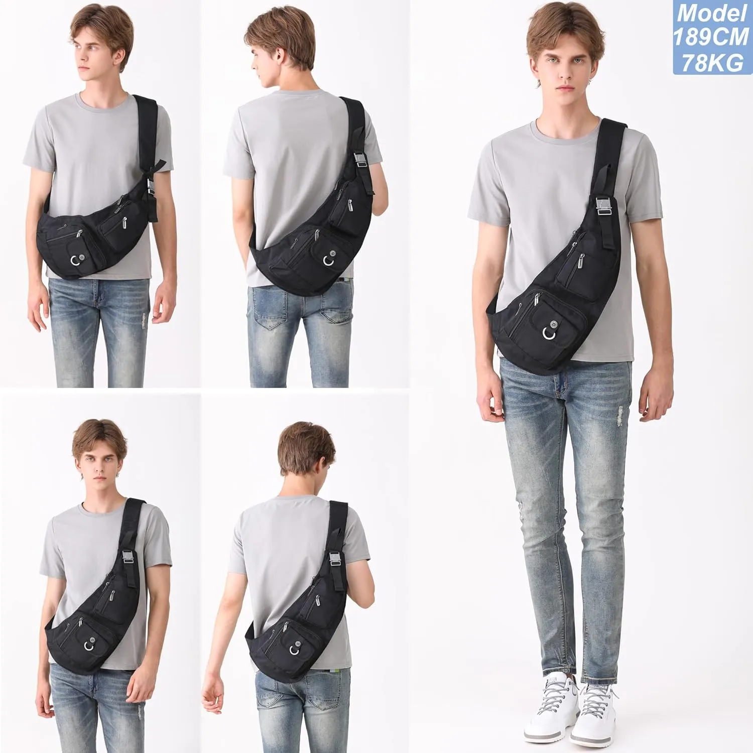NICGID Sling Bag Chest Shoulder Backpack Crossbody Bags Casual Daypack for Men Women (Black-014)