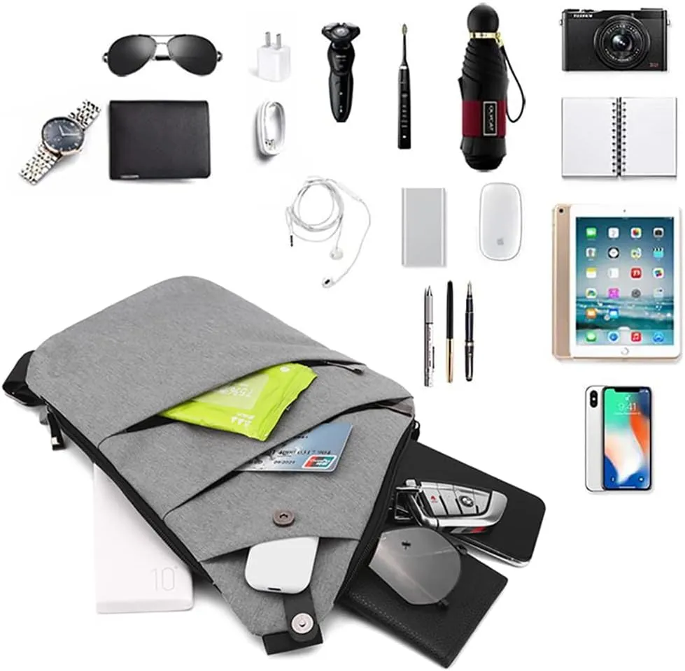 Niumike Personal Flex Bag, Anti thief Slim Sling Bag, Fashion Pocket Crossbody Bags Shoulder Backpack Purse for Women Men
