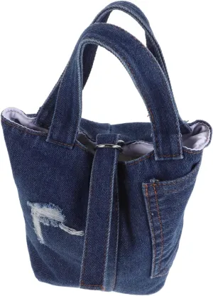 NOLITOY Compact Denim Tote Women's Purse Crossbody Bag Block Design Purse Denim Handbag for Travel Office