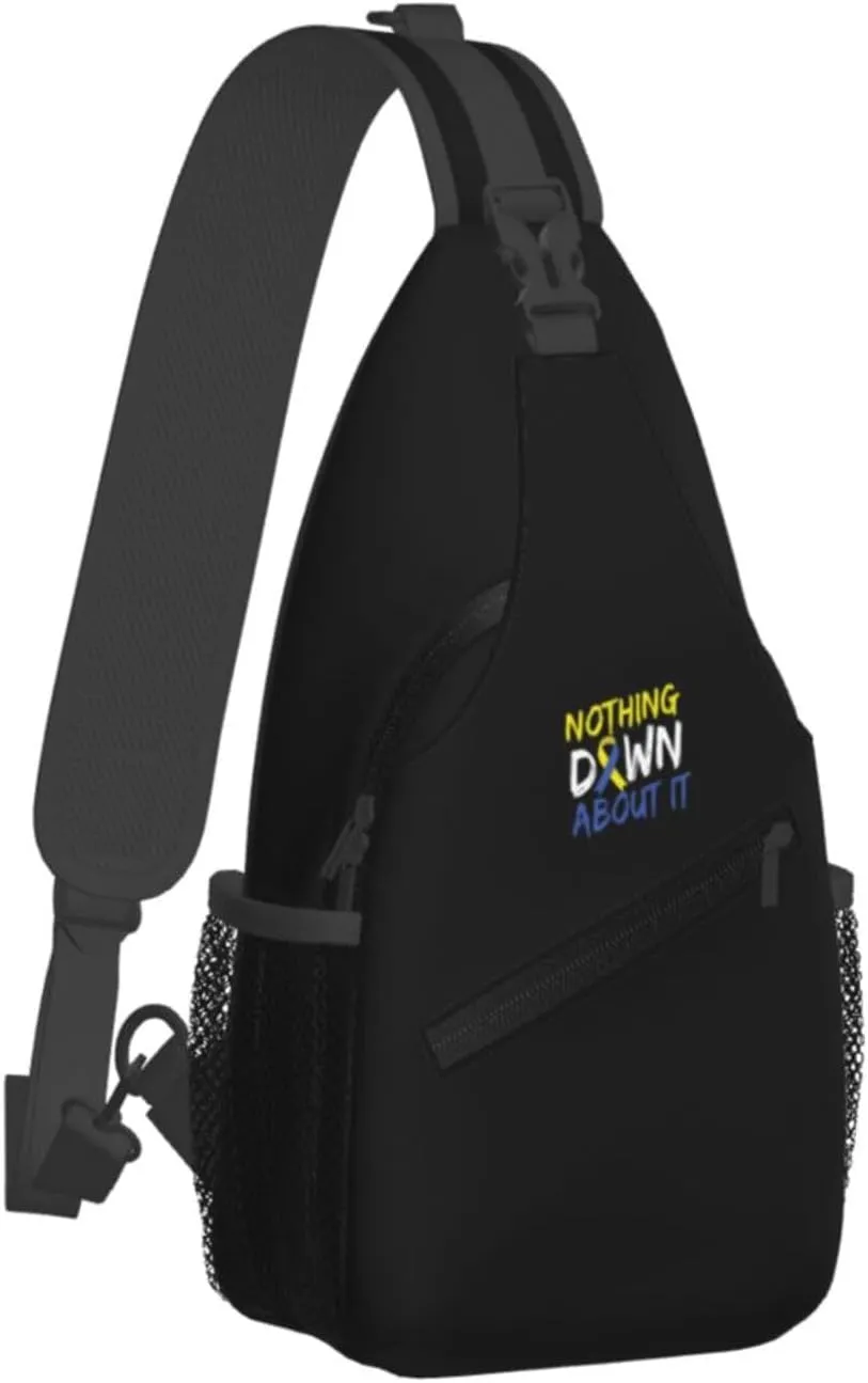 Nothing Down About It Down Syndrome Awareness Sling Bag Crossbody Backpack Shoulder Casual Daypack Bag for Men Women