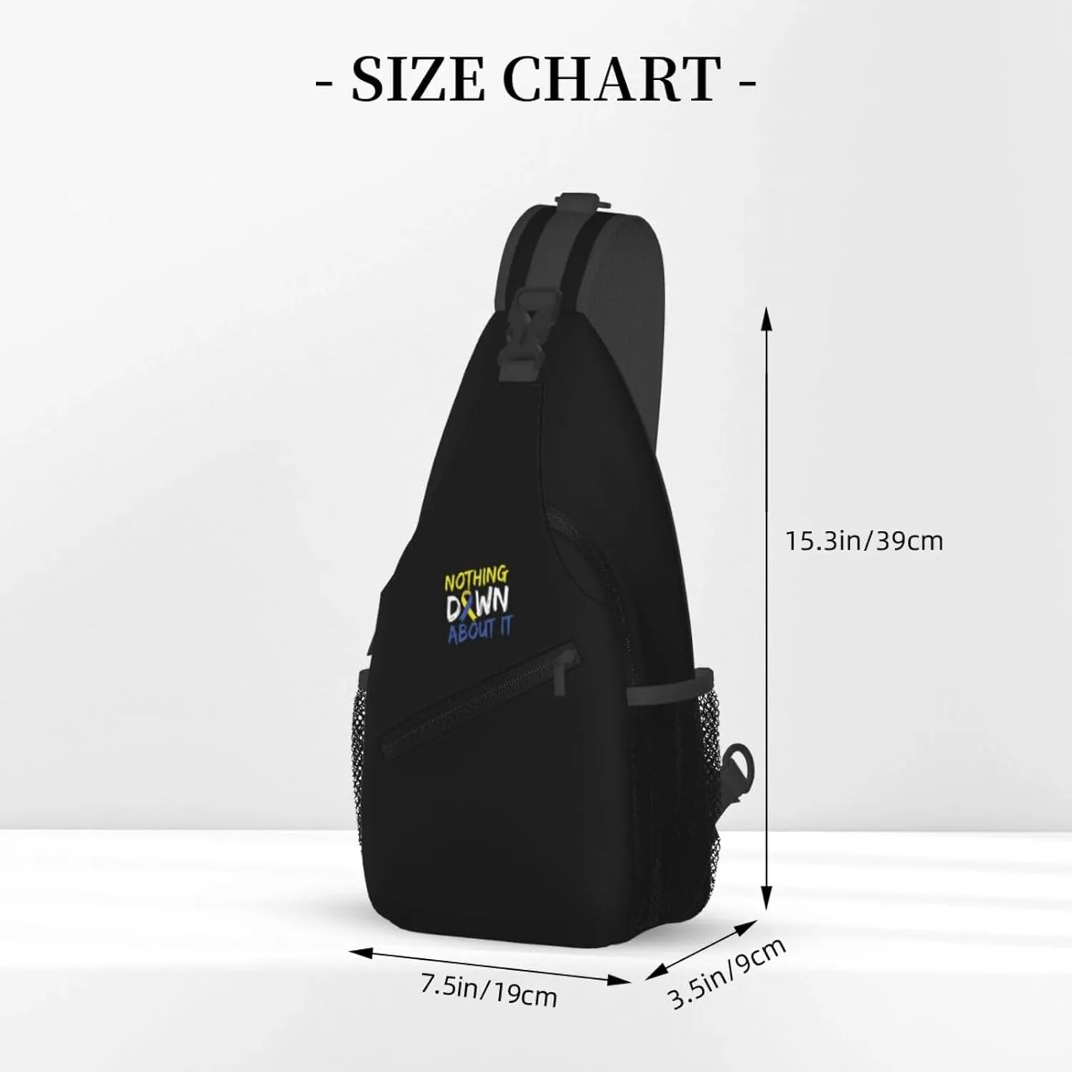 Nothing Down About It Down Syndrome Awareness Sling Bag Crossbody Backpack Shoulder Casual Daypack Bag for Men Women