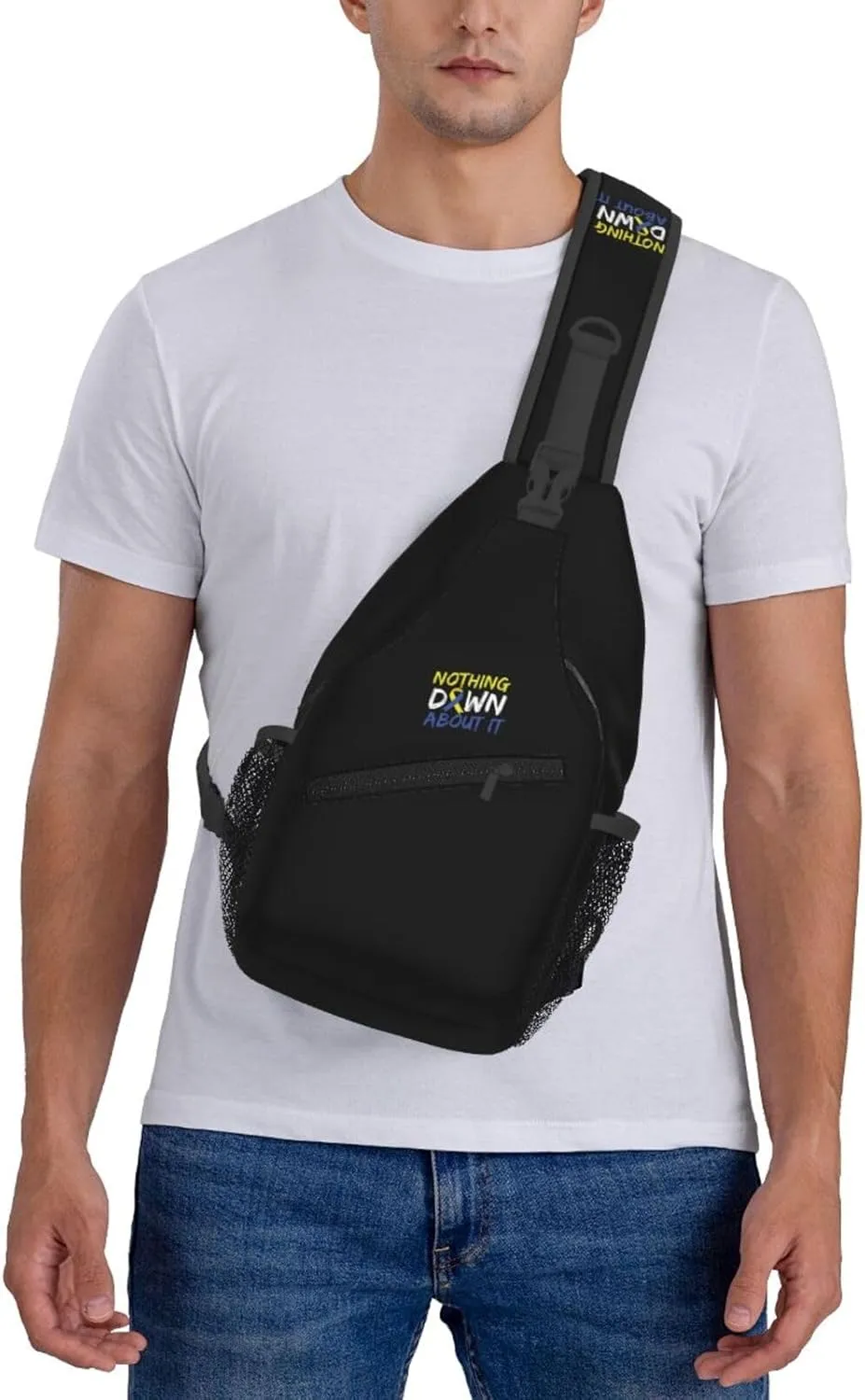 Nothing Down About It Down Syndrome Awareness Sling Bag Crossbody Backpack Shoulder Casual Daypack Bag for Men Women