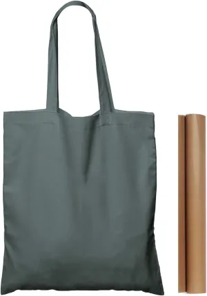NPBAG 5 Pack 15'' X 16'' Grey Cotton Tote Bags, Lightweight Blank Bulk Cloth bags with 1pc of PTFE Teflon Sheet