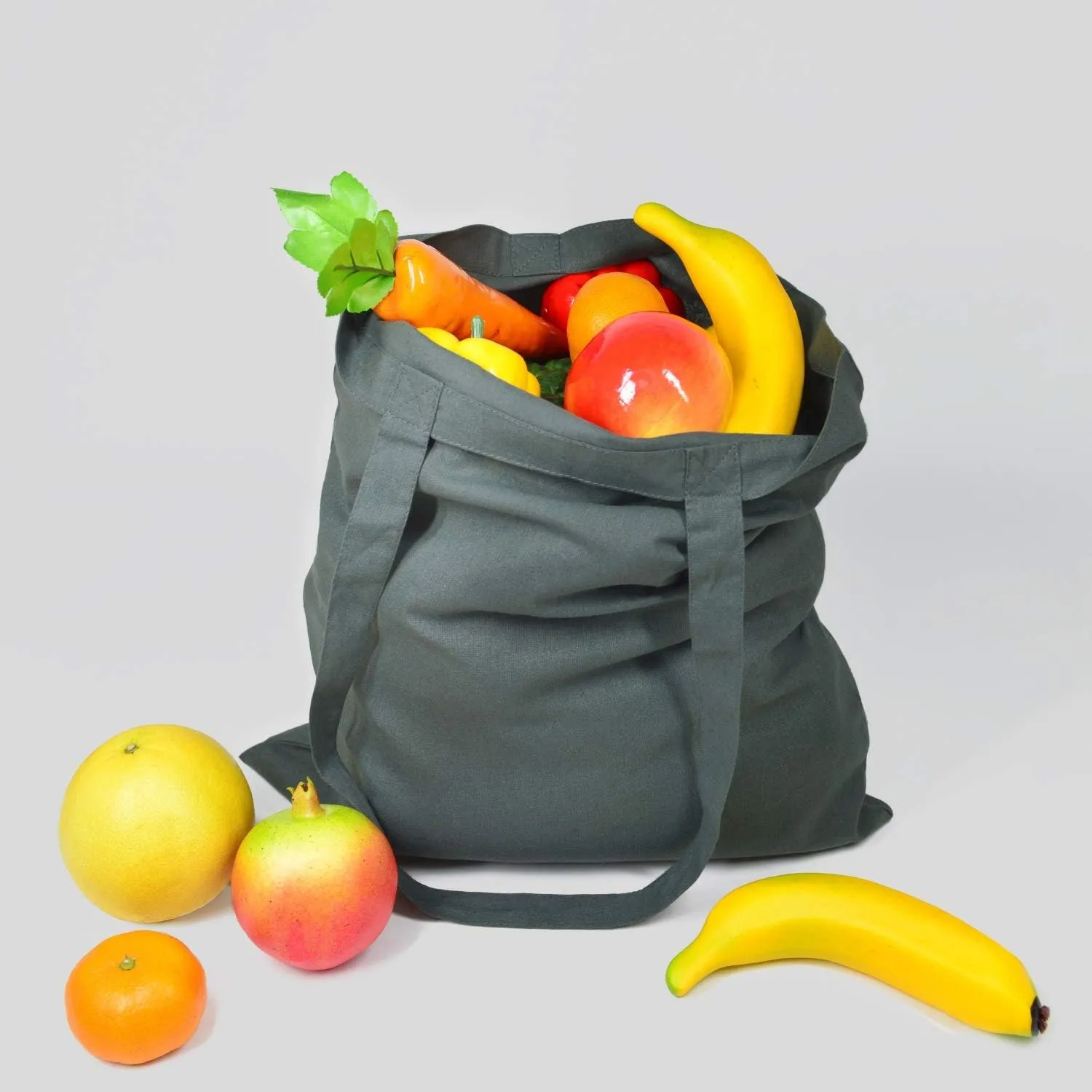 NPBAG 5 Pack 15'' X 16'' Grey Cotton Tote Bags, Lightweight Blank Bulk Cloth bags with 1pc of PTFE Teflon Sheet