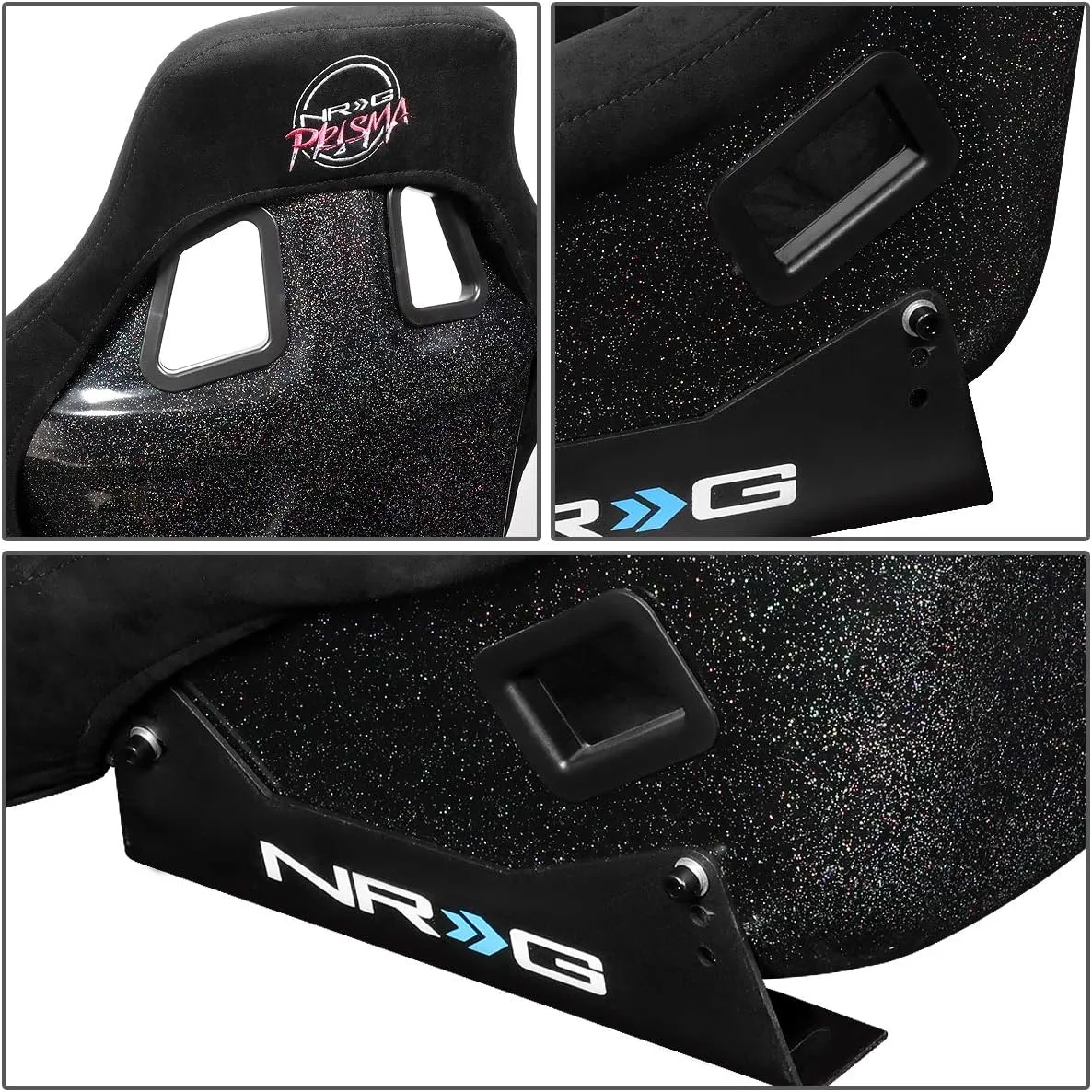 NRG Innovations NRG-FRP-302BK Large Size Fiber Glass Bucket Racing Seat Black Alcantara
