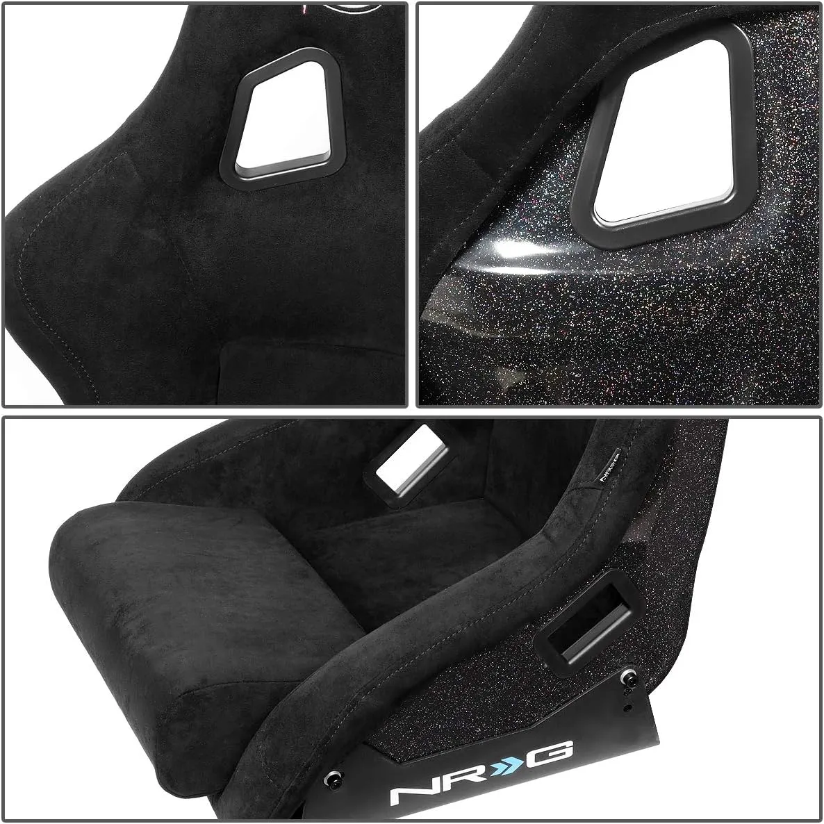 NRG Innovations NRG-FRP-302BK Large Size Fiber Glass Bucket Racing Seat Black Alcantara