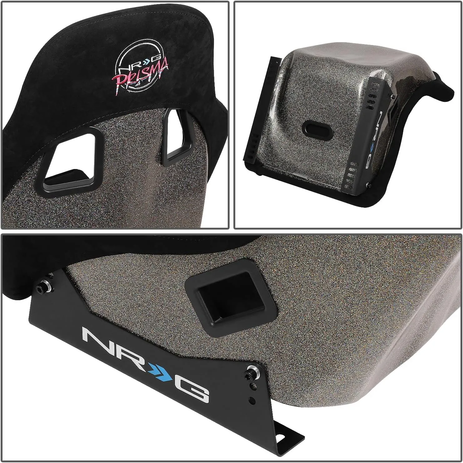 NRG Innovations NRG-FRP-303BK-ULTRA Universal Fixed Back Bucket Racing Seat with Side Mount Adapters for 6-Point Harnesses, Size M, Black Seat Cover, 22" W X 34" H X 21" D