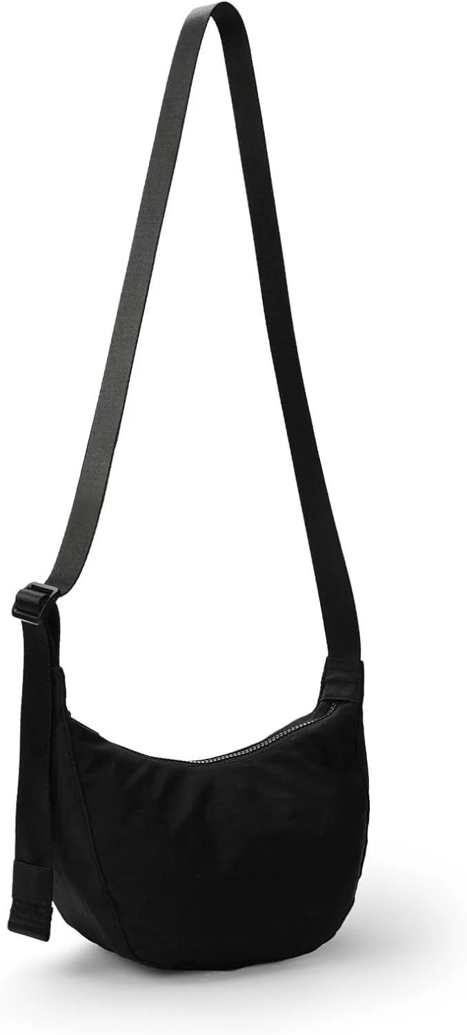Nylon Crescent Bag - Casual Shoulder Crossbody with Adjustable Strap & Dual Interior Pockets
