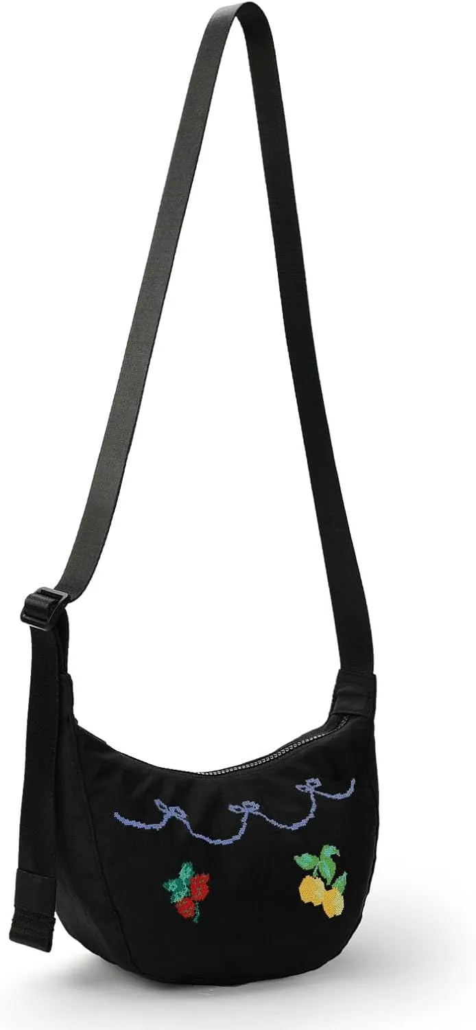 Nylon Crescent Bag - Casual Shoulder Crossbody with Adjustable Strap & Dual Interior Pockets