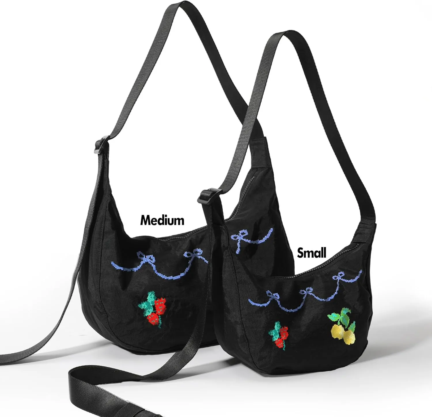 Nylon Crescent Bag - Casual Shoulder Crossbody with Adjustable Strap & Dual Interior Pockets