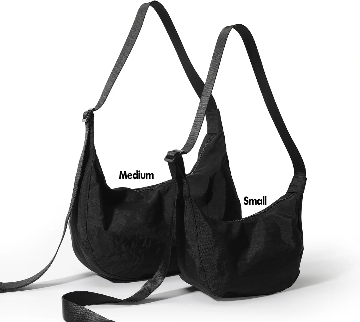 Nylon Crescent Bag - Casual Shoulder Crossbody with Adjustable Strap & Dual Interior Pockets