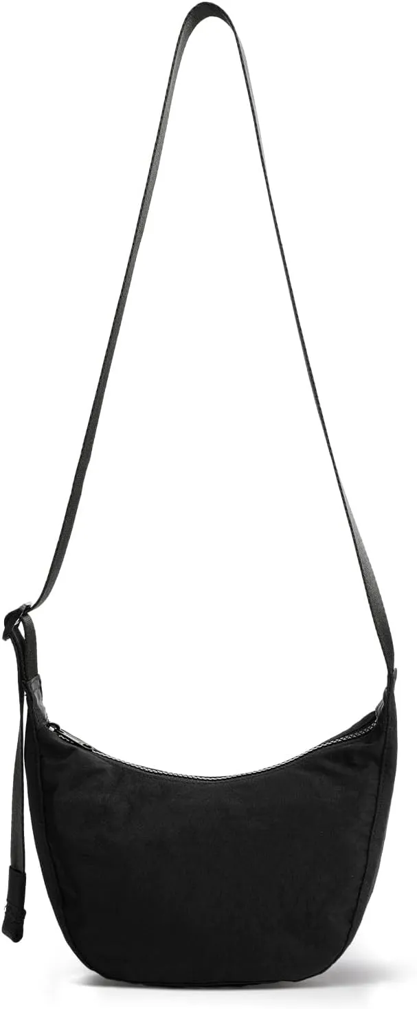 Nylon Crescent Bag - Casual Shoulder Crossbody with Adjustable Strap & Dual Interior Pockets