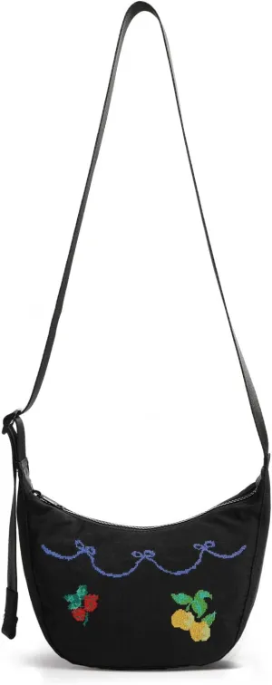 Nylon Crescent Bag - Casual Shoulder Crossbody with Adjustable Strap & Dual Interior Pockets