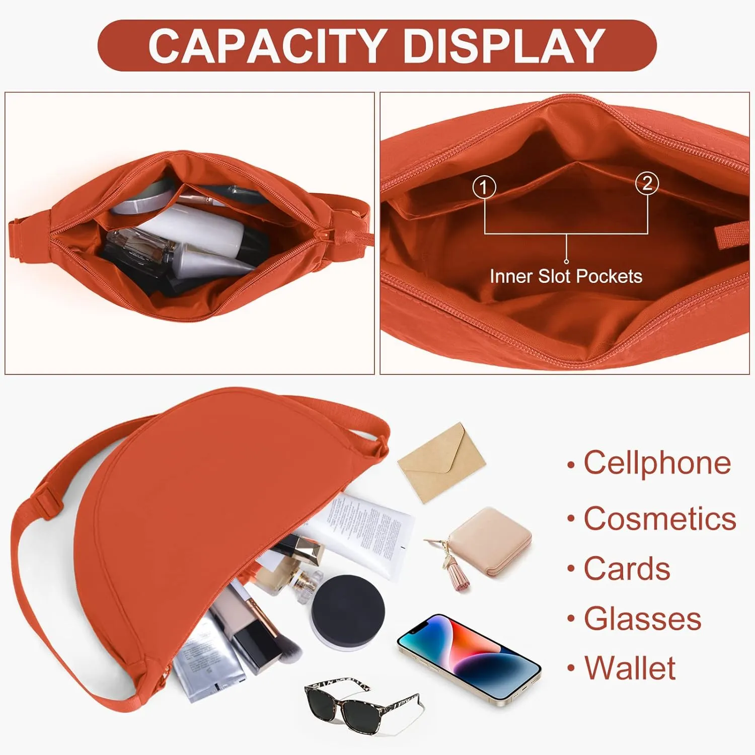 Nylon Crescent Bag Small Sling Crossbody Bag for Women Men Lightweight Shoulder Bag with Adjustable Strap