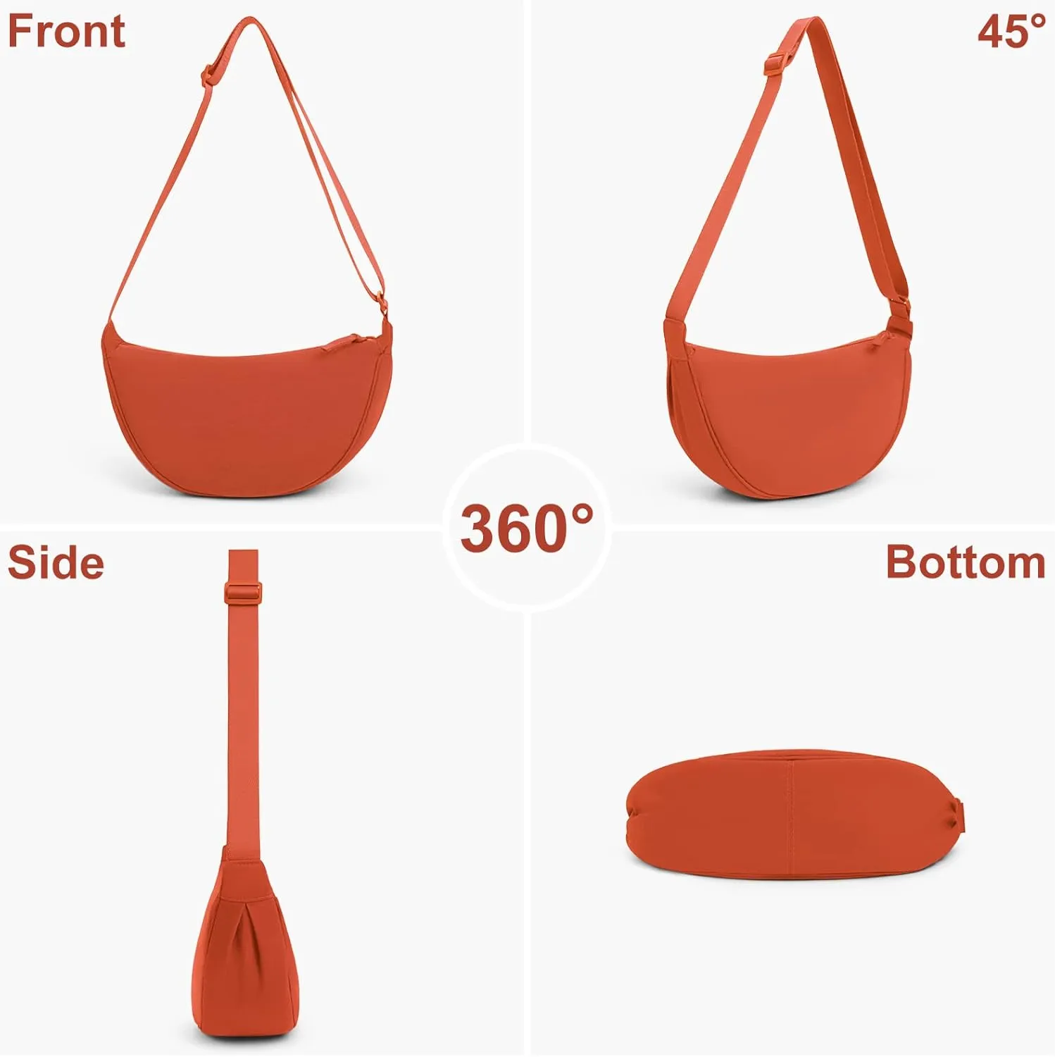 Nylon Crescent Bag Small Sling Crossbody Bag for Women Men Lightweight Shoulder Bag with Adjustable Strap