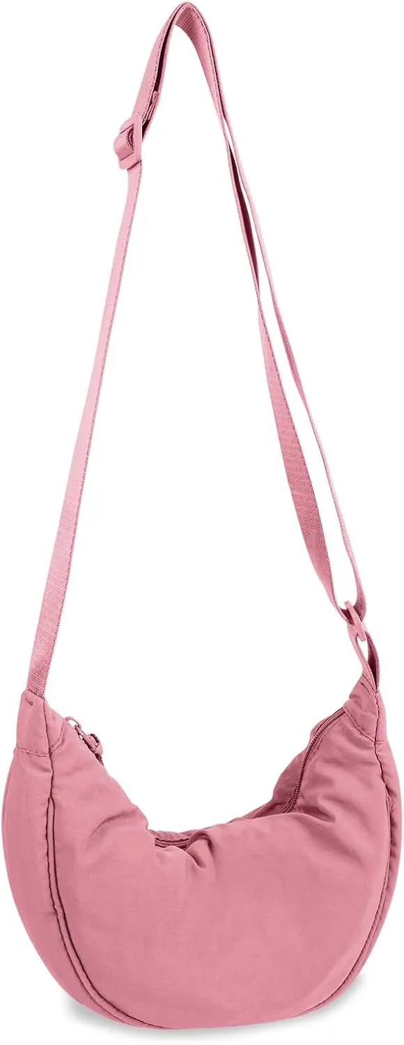 Nylon Crescent Crossbody Bag for Women Purses Trendy Men,Small Travel Sling Bag Hobo