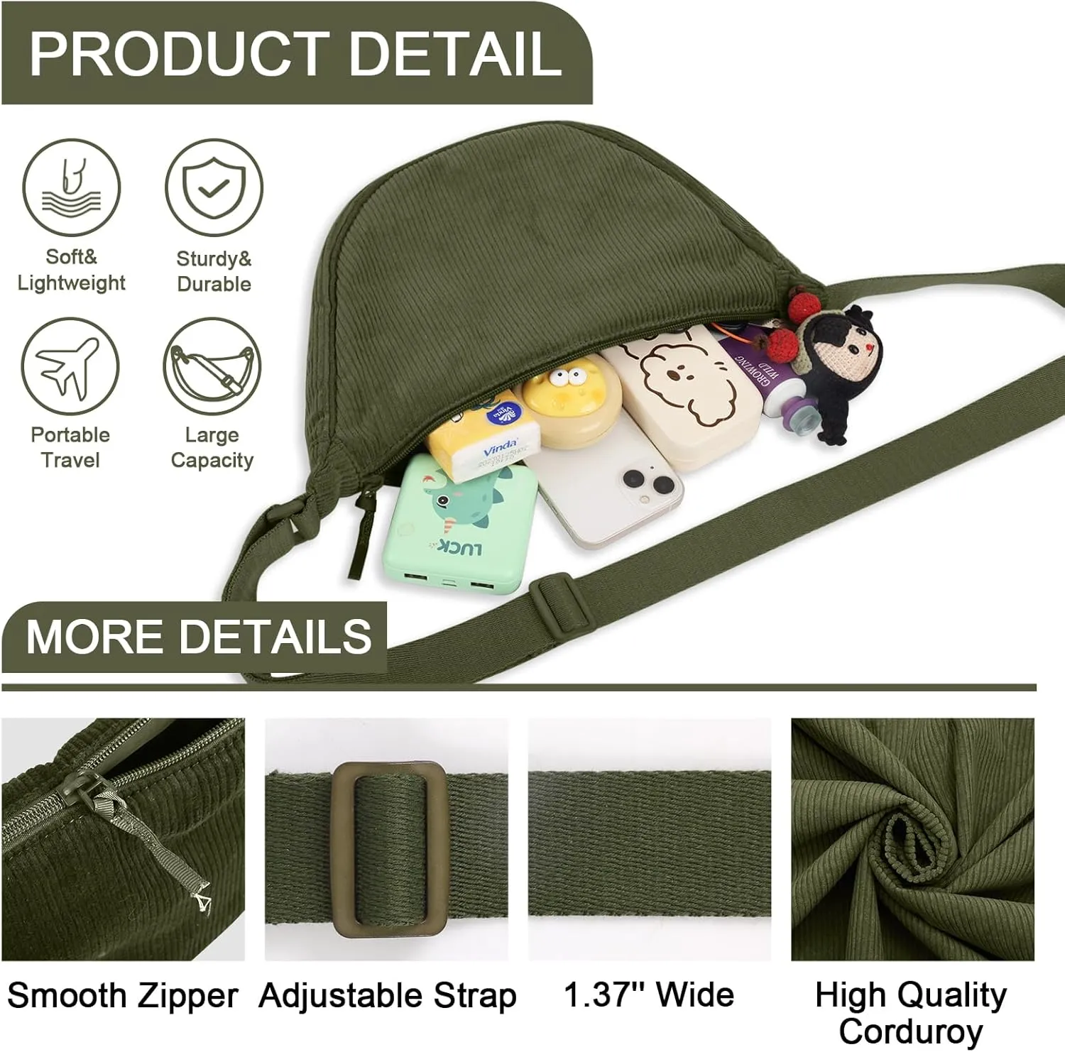 Nylon Crescent Crossbody Bag for Women Purses Trendy Men,Small Travel Sling Bag Hobo