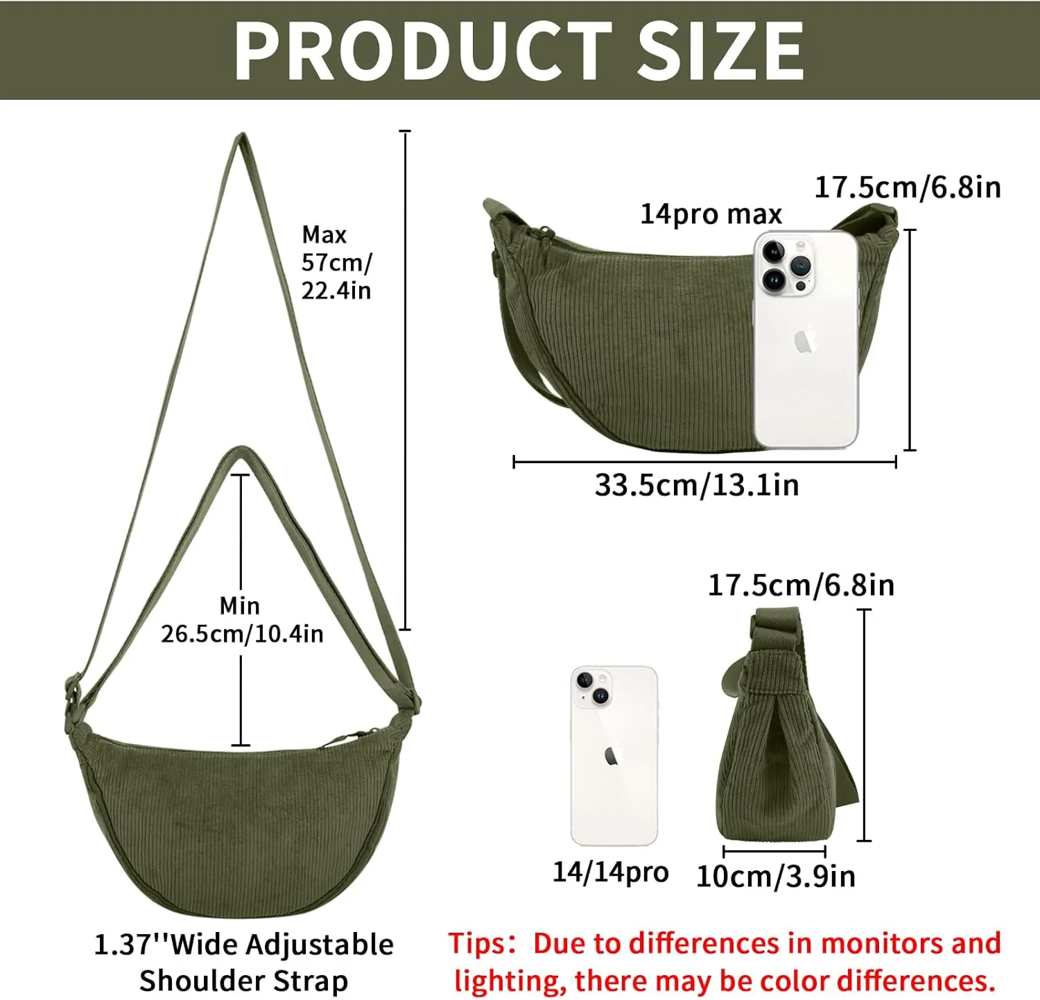 Nylon Crescent Crossbody Bag for Women Purses Trendy Men,Small Travel Sling Bag Hobo
